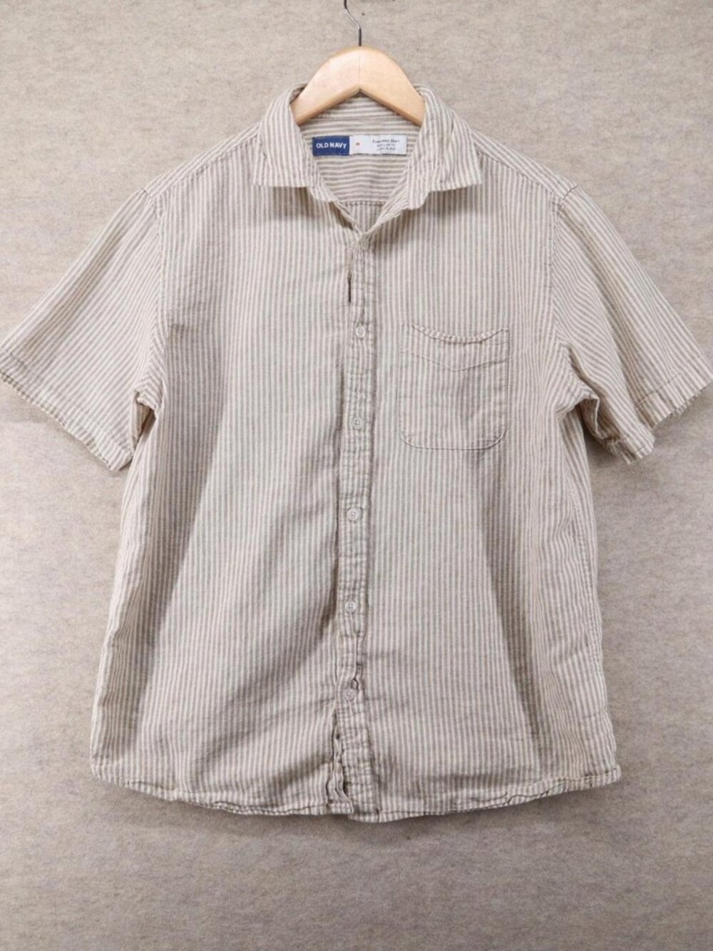 Striped Short Sleeve Button Down Casual Shirt Men’s M